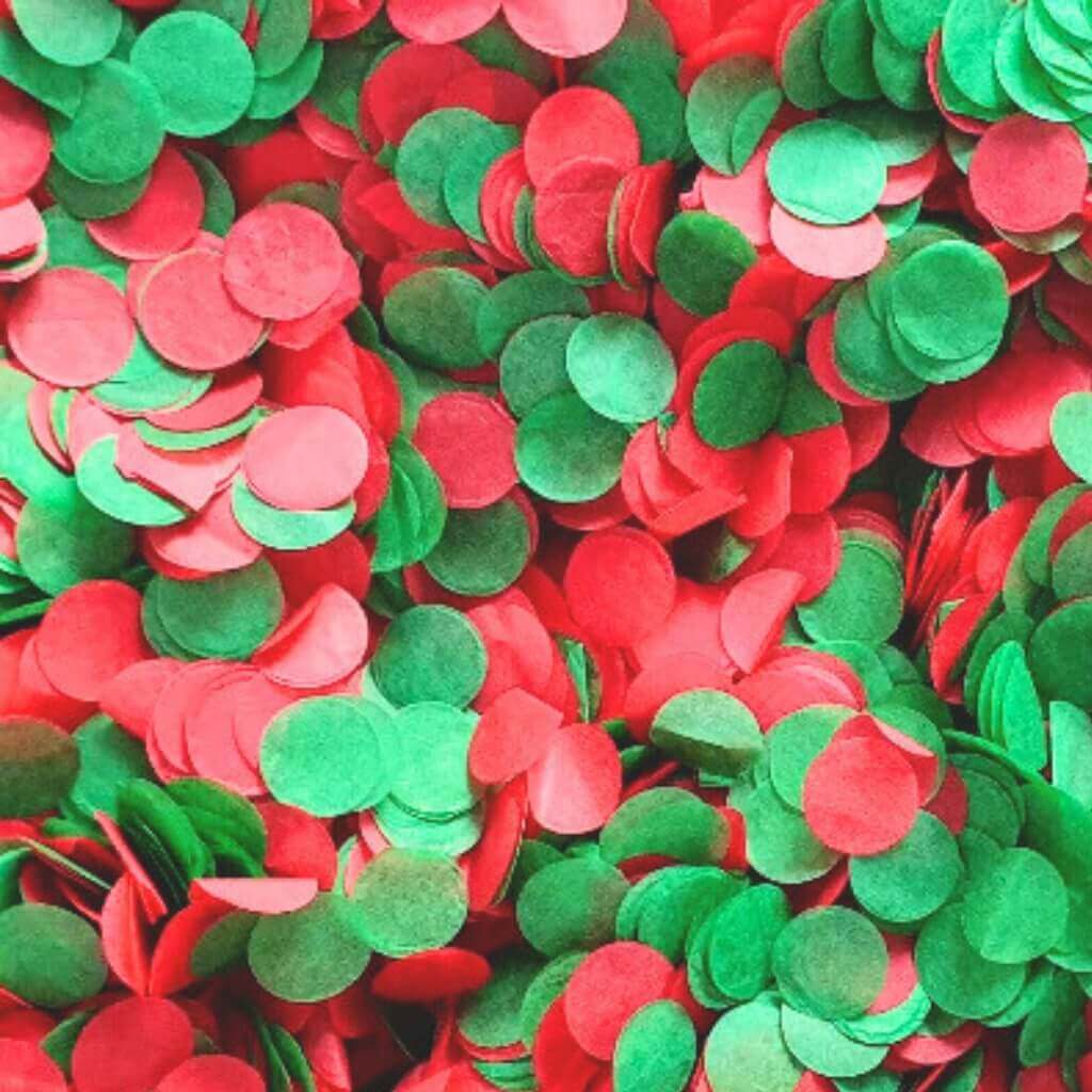 20g 1.5cm Round Tissue Paper Party Confetti - Red & Green