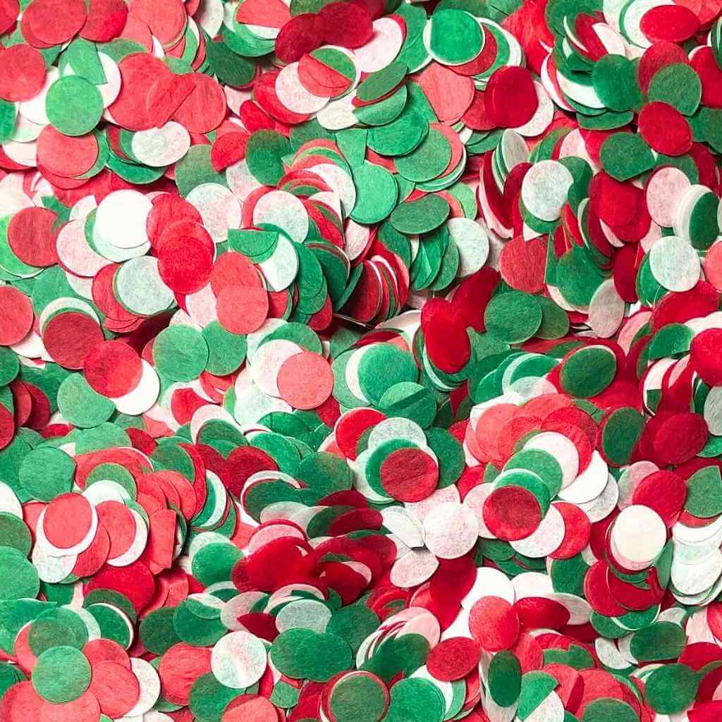 20g 1.5cm Round Tissue Paper Party Confetti - Red & Green & White