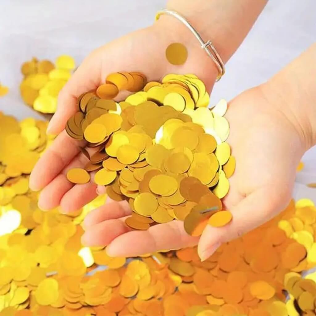 Metallic Gold Foil Confetti – Round 20g Pack (1.5cm or 2.5cm Sizes)