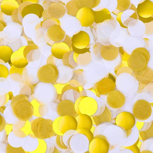 Round Metallic Gold Foil &amp; White Confetti – 20g Party Decoration