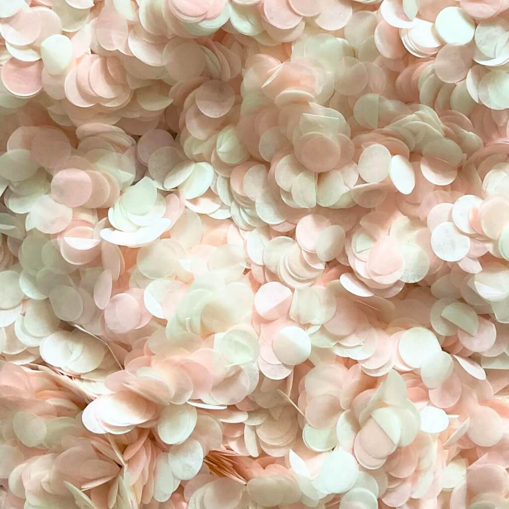 Round Peach & Ivory Paper Confetti 20g wedding baby shower birthday table scatters decor