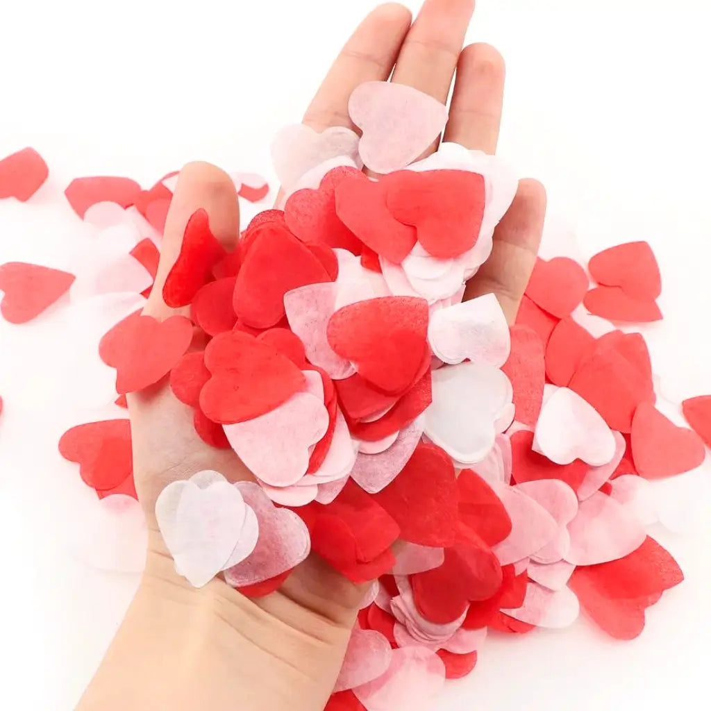 20g Red White Tissue Paper Heart Confetti Table Scatters