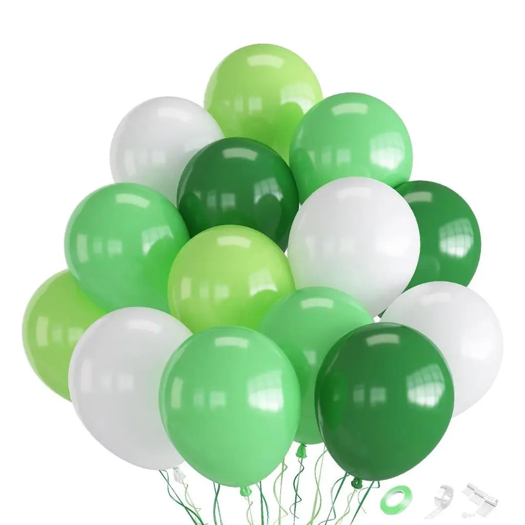 12-inch Green & White Latex Balloon Bouquet 20pk