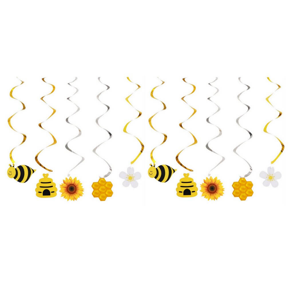 Honey Bee Party Hanging Swirl Decorations