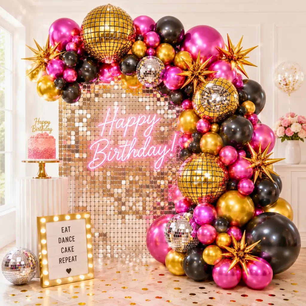 22-inch Metallic Gold Disco Ball ORBZ Foil Balloon garland
