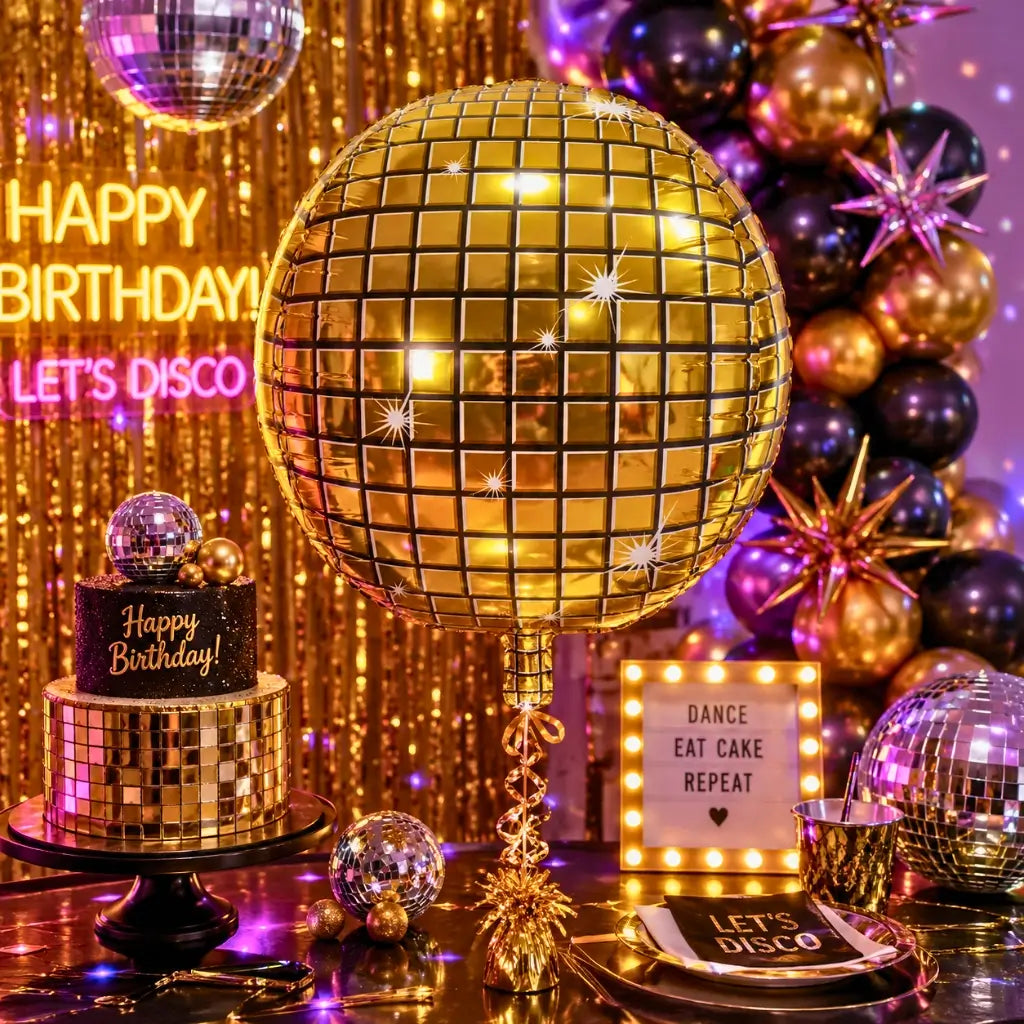 22-inch Metallic Gold Disco Ball ORBZ Foil Balloon