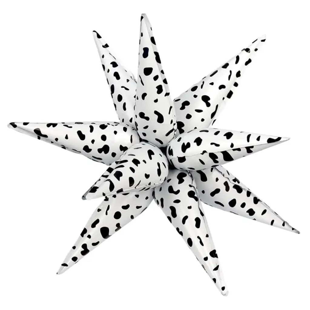 22-inch Jumbo Black & White Cow Print Burst Star Foil Balloon