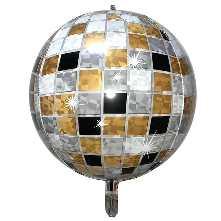 22in Jumbo Black Gold Disco Ball ORBZ Foil Balloon