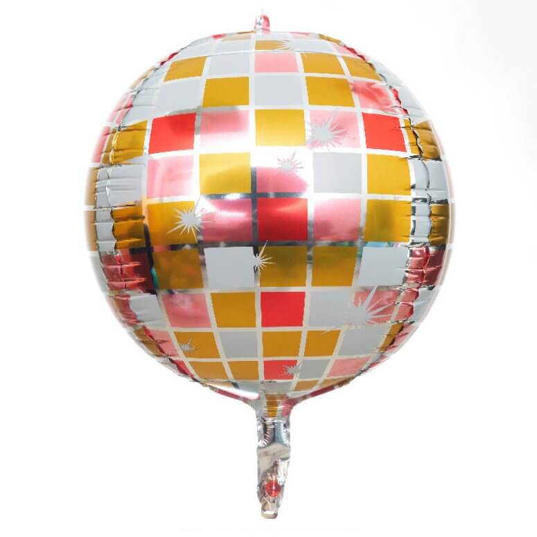 22-inch Red Pink Gold Disco Ball ORBZ Foil Balloon