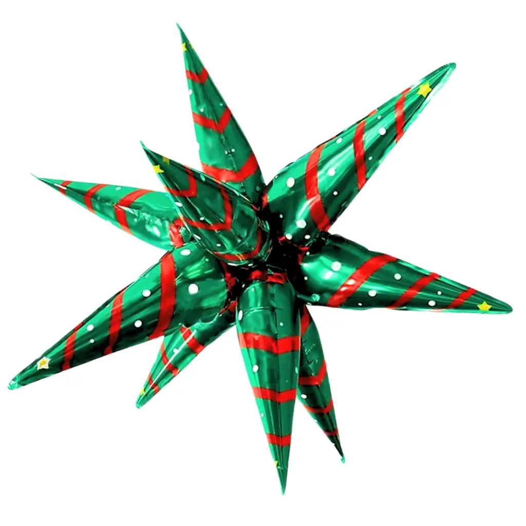 22-inch Jumbo Red Green Christmas Burst Star Foil Balloon