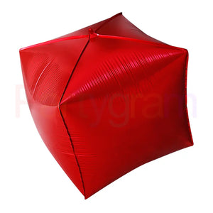 24" Jumbo 4D diamond six sided metallic red Box Cube Shape Foil Balloon
