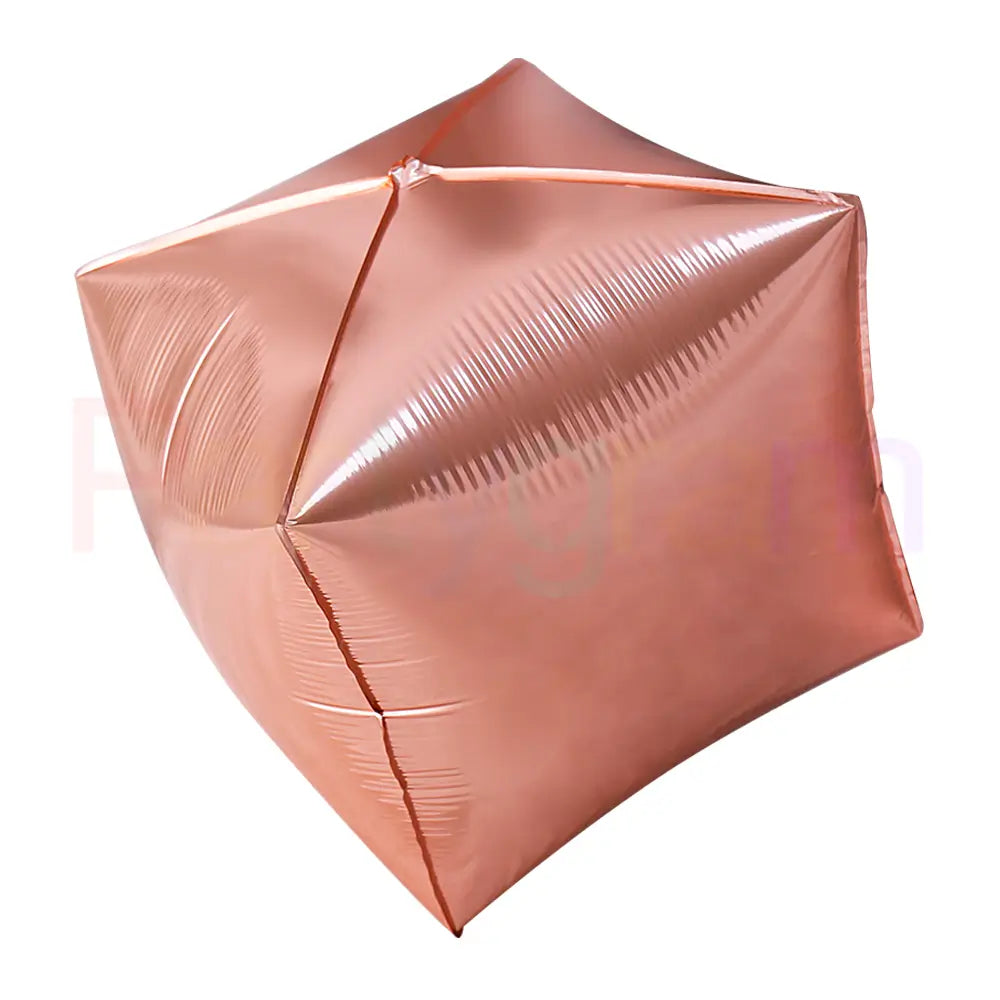 24" Jumbo 4D diamond six sided metallic rose gold Box Cube Shape Foil Balloon