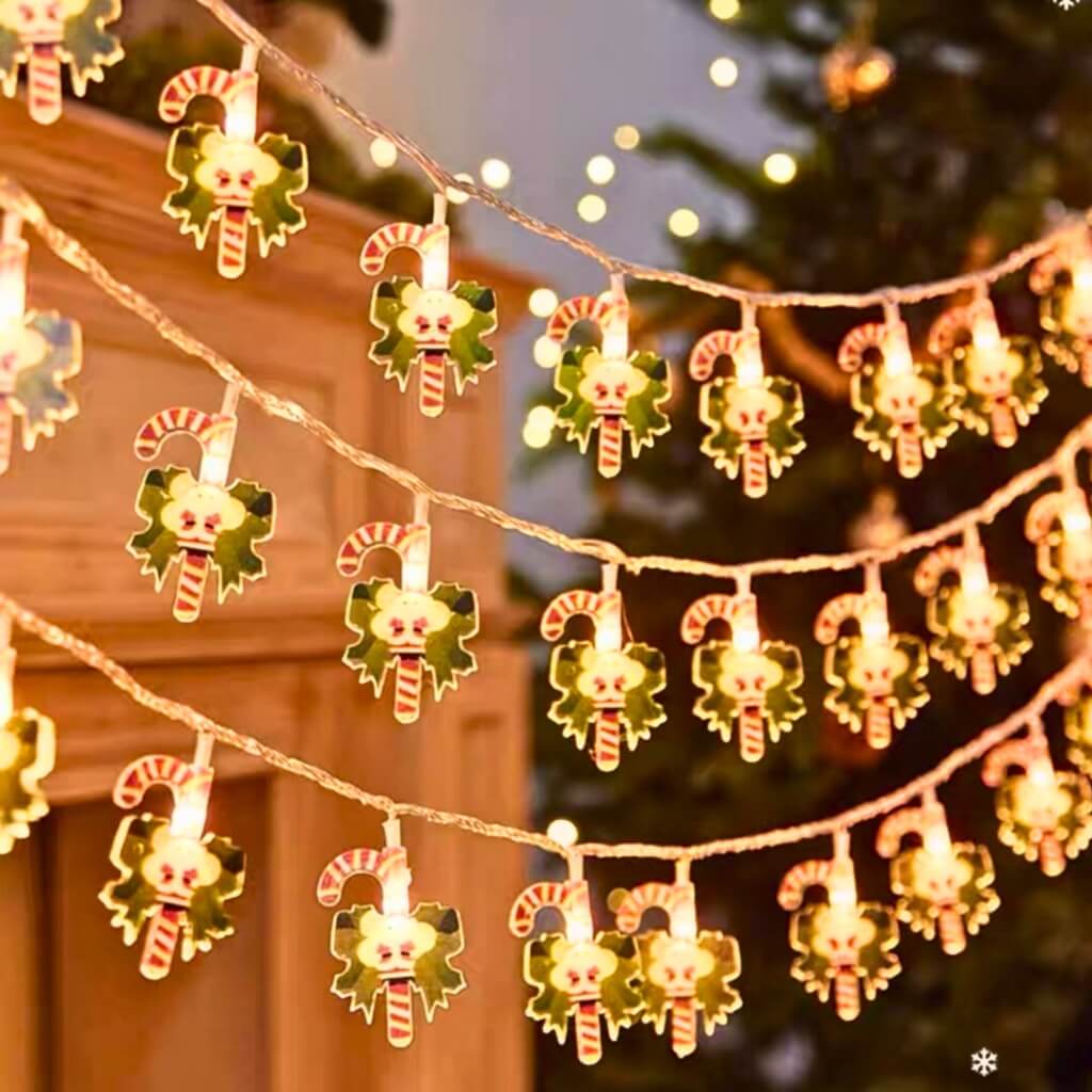 Christmas Candy Cane Santa Fairy String Lights 2m