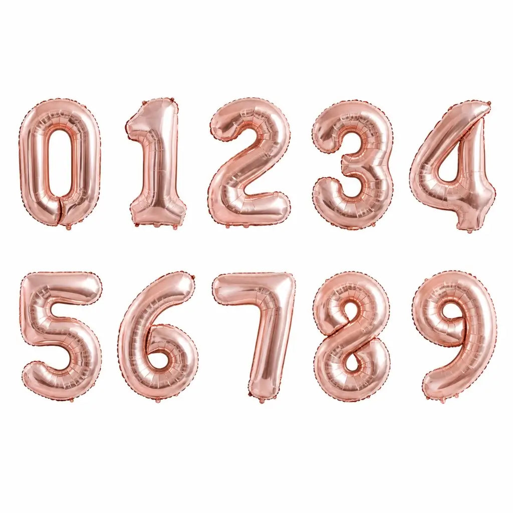 32-inch Giant Rose Gold 0-9 Number Foil Balloon