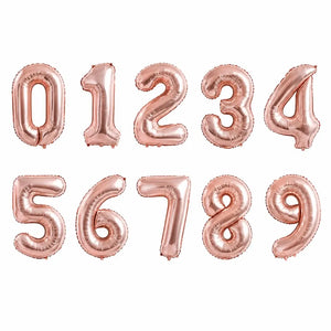 32-inch Giant Rose Gold 0-9 Number Foil Balloon