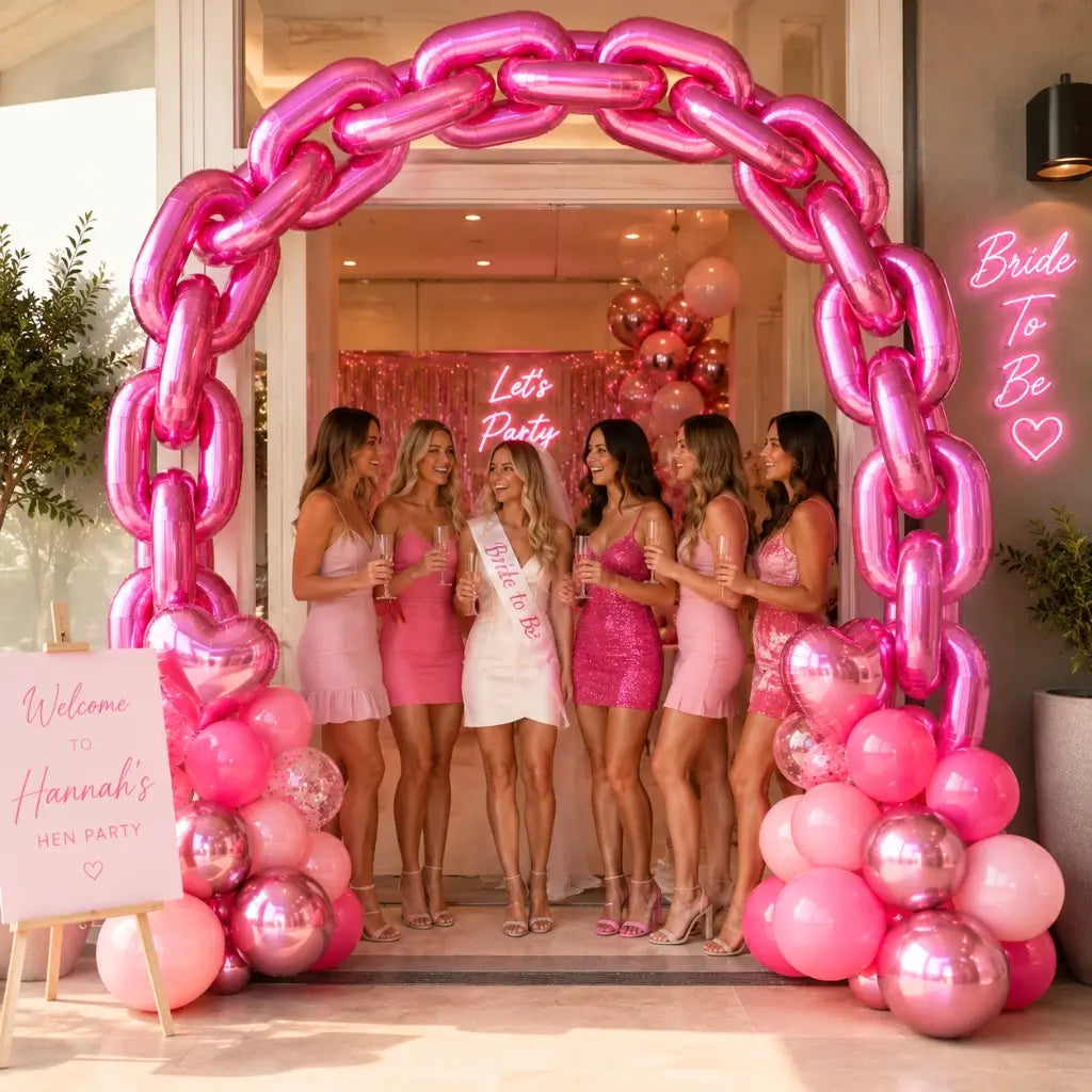 32-inch Jumbo Pink Chain Link Foil Balloon Garland