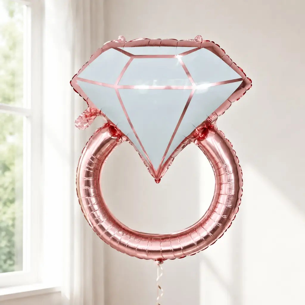 33-inch Giant Rose Gold Diamond Ring Foil Balloon