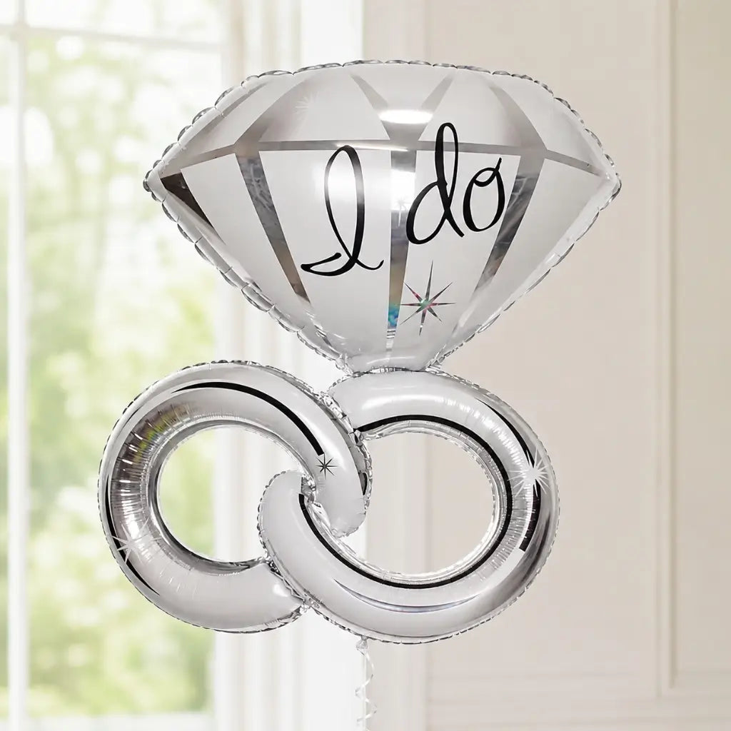 39-inch Jumbo Silver 'I Do' Diamond Ring Wedding Party Foil Balloon