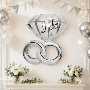 39-inch Jumbo Silver 'I Do' Diamond Ring Wedding Party Foil Balloon