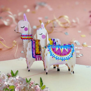 Handmade Mum and Bub Llama 3D Pop Up Mother's Day Card