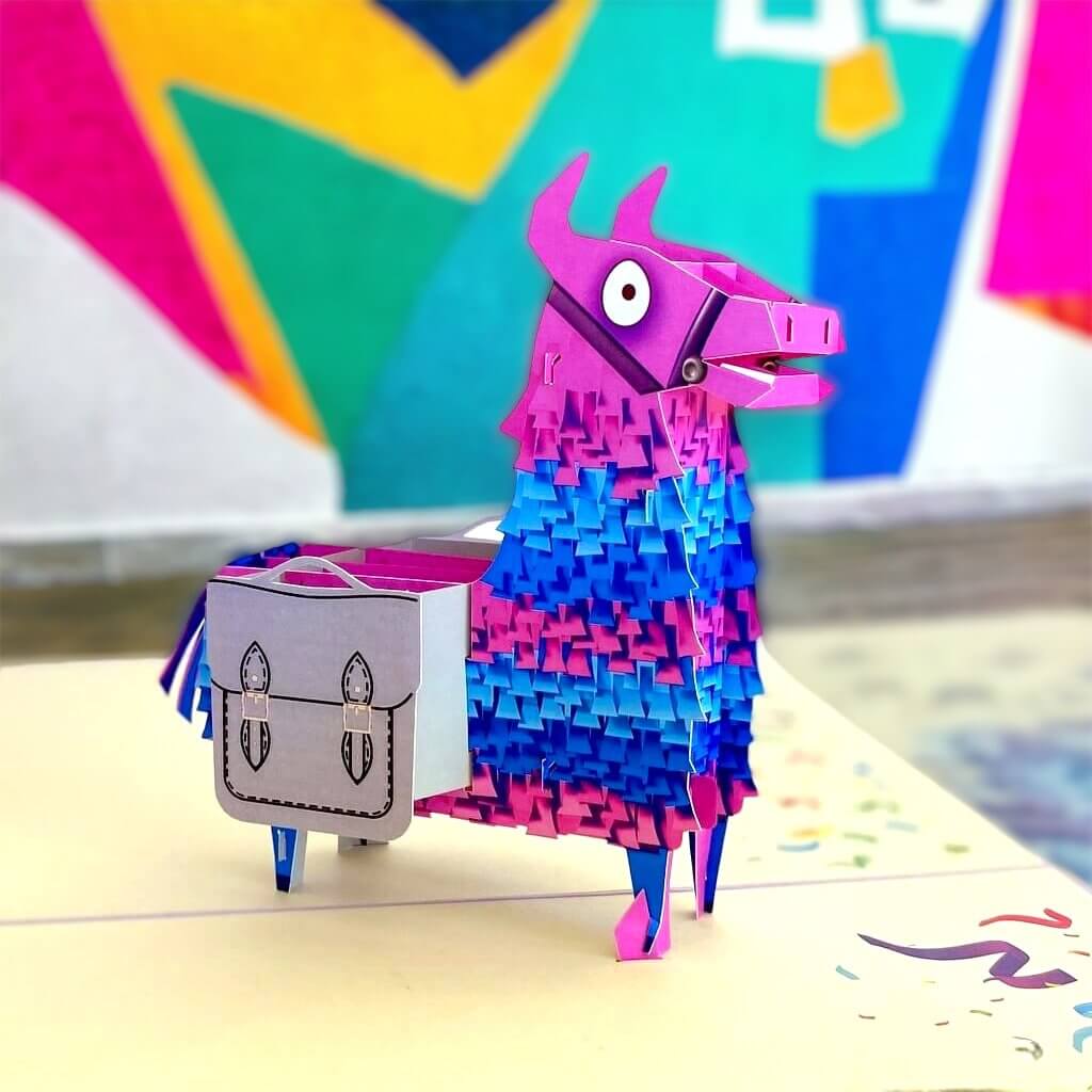 Handmade Purple Llama Pop Up Birthday Card - 3D Animal Pop Out Cards