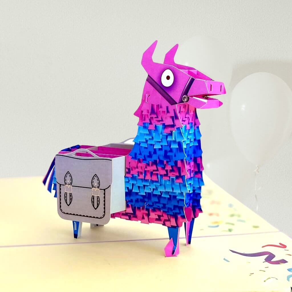 Handmade Purple Llama Pop Up Birthday Card - 3D Animal Pop Out Cards