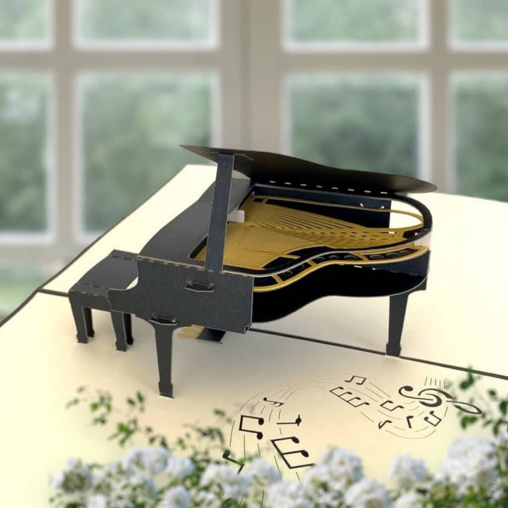 Online Party Supplies Australia Handmade Grand Piano 3D Pop Up Card - Pop Up Musical Instrument Cards