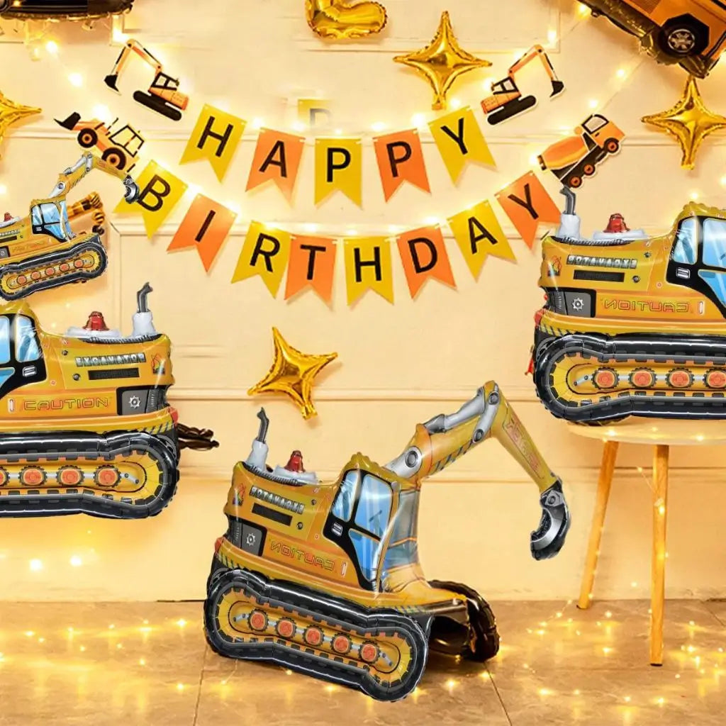 3D Standing Excavator digger  Truck air filled Foil Balloon