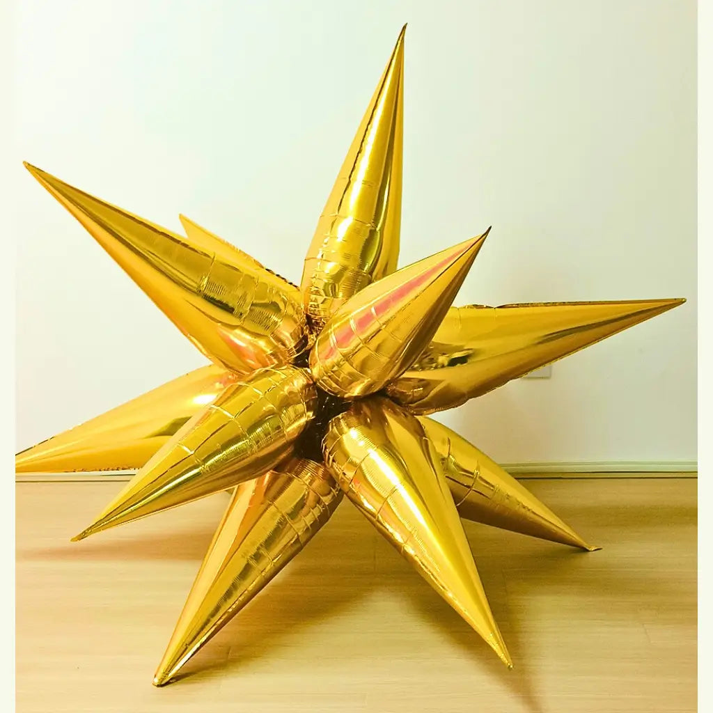 12-pointed 3D Gold Burst Star Foil Balloon