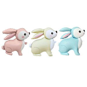 standing bunny balloon for kids birthday or baby shower in pink, cream & blue