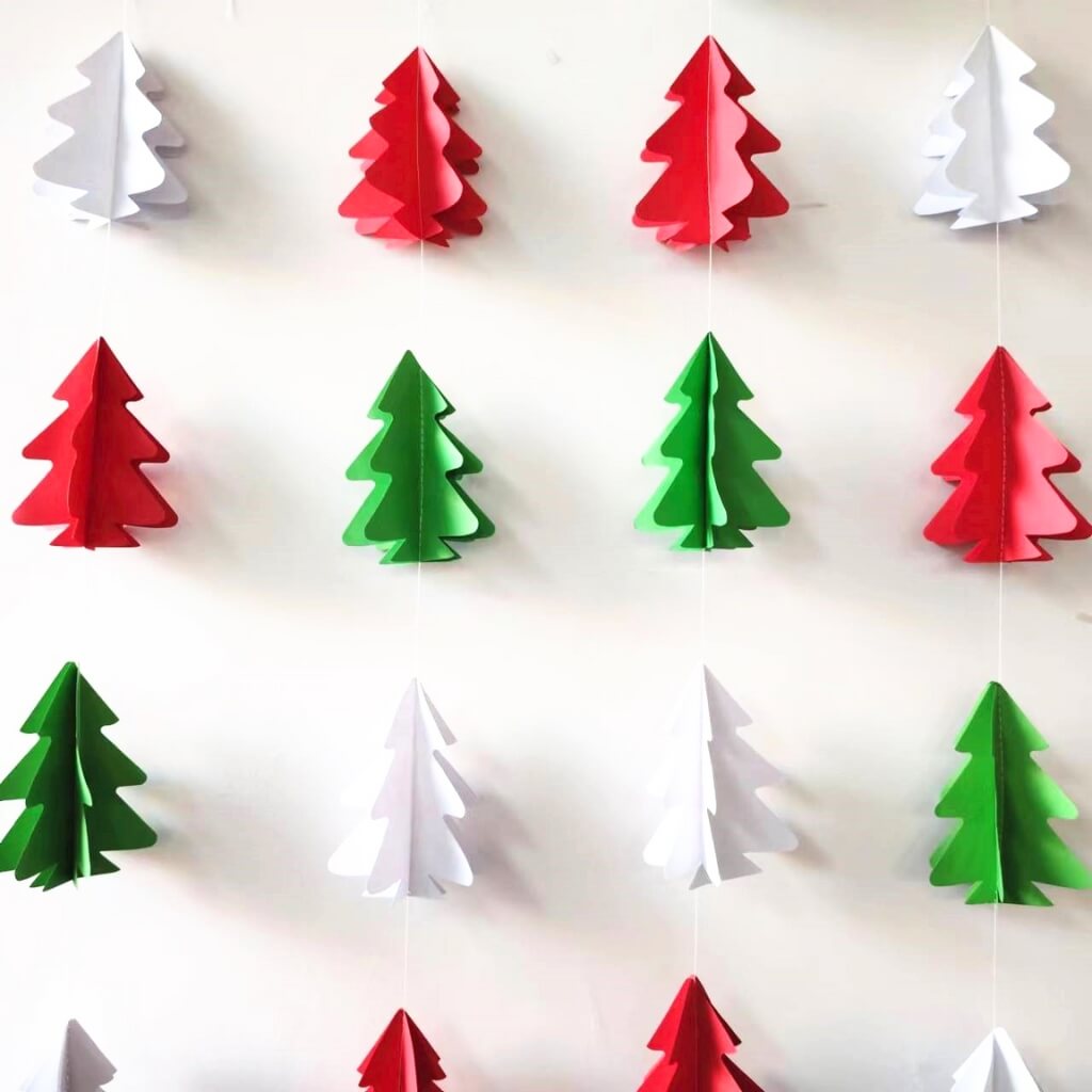 3D Christmas Tree Paper Garland 4m hanging decorations