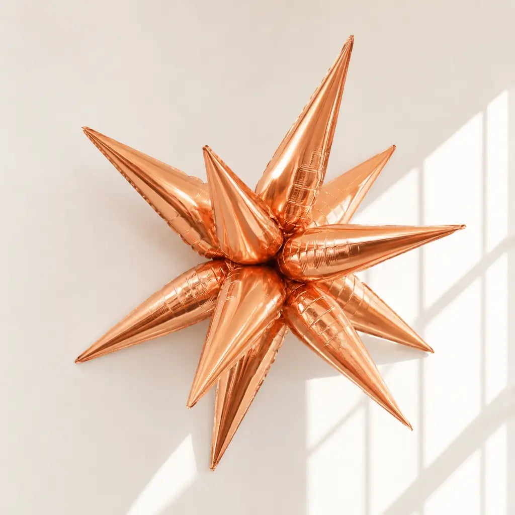 12 Point 3D Burst Star Rose Gold Foil Balloon