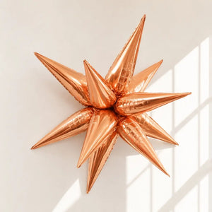 12 Point 3D Burst Star Rose Gold Foil Balloon