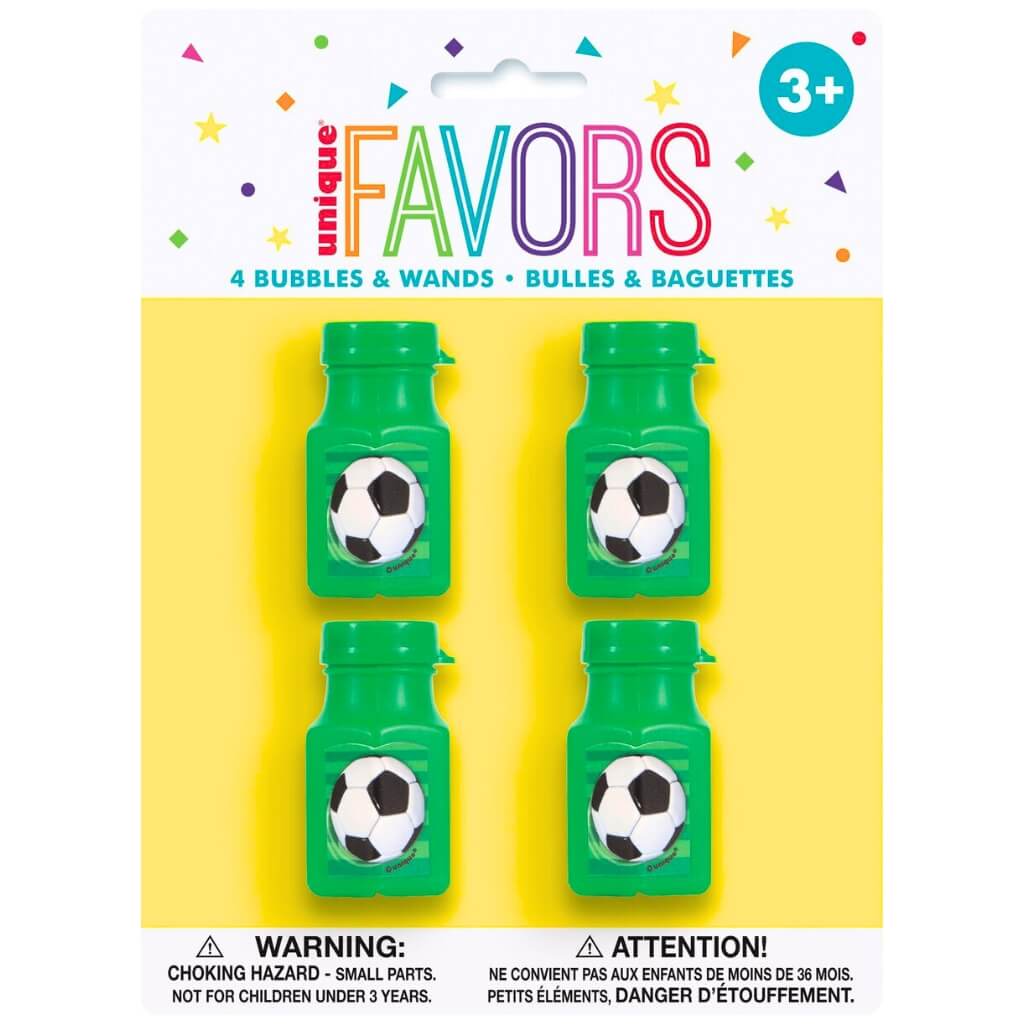 Mini 3D Soccer Bubble Bottles 4pk