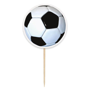 3D Soccer Cupcake Toppers picks 6pk boys sports football party cake decorations