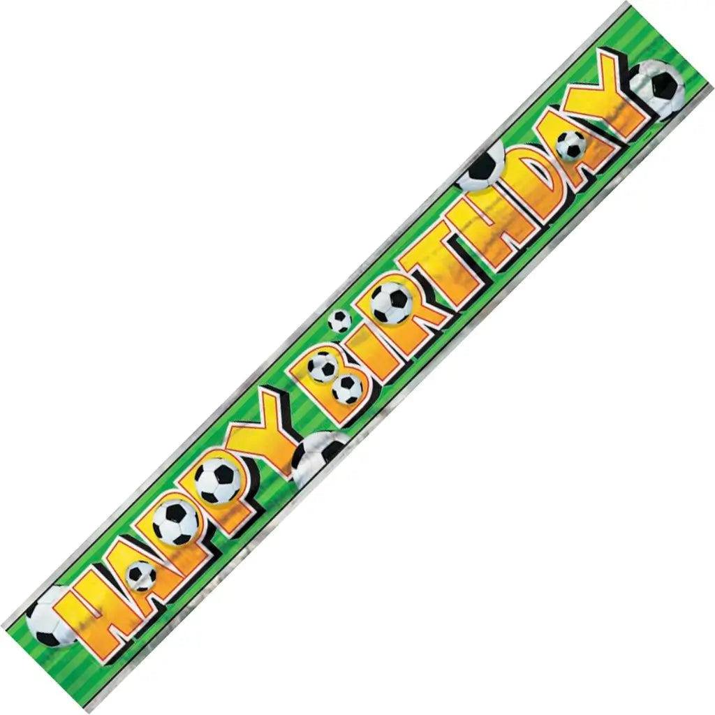 Soccer birthday party banner with football graphics