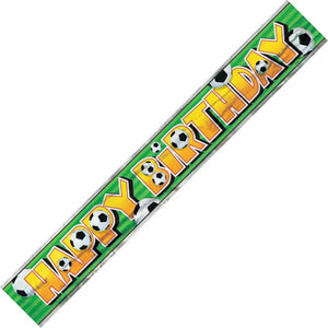 Soccer birthday party banner with football graphics