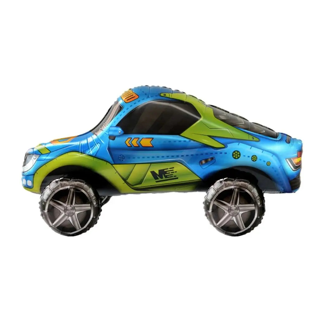 3D Standing Blue Racing Car Foil Balloon