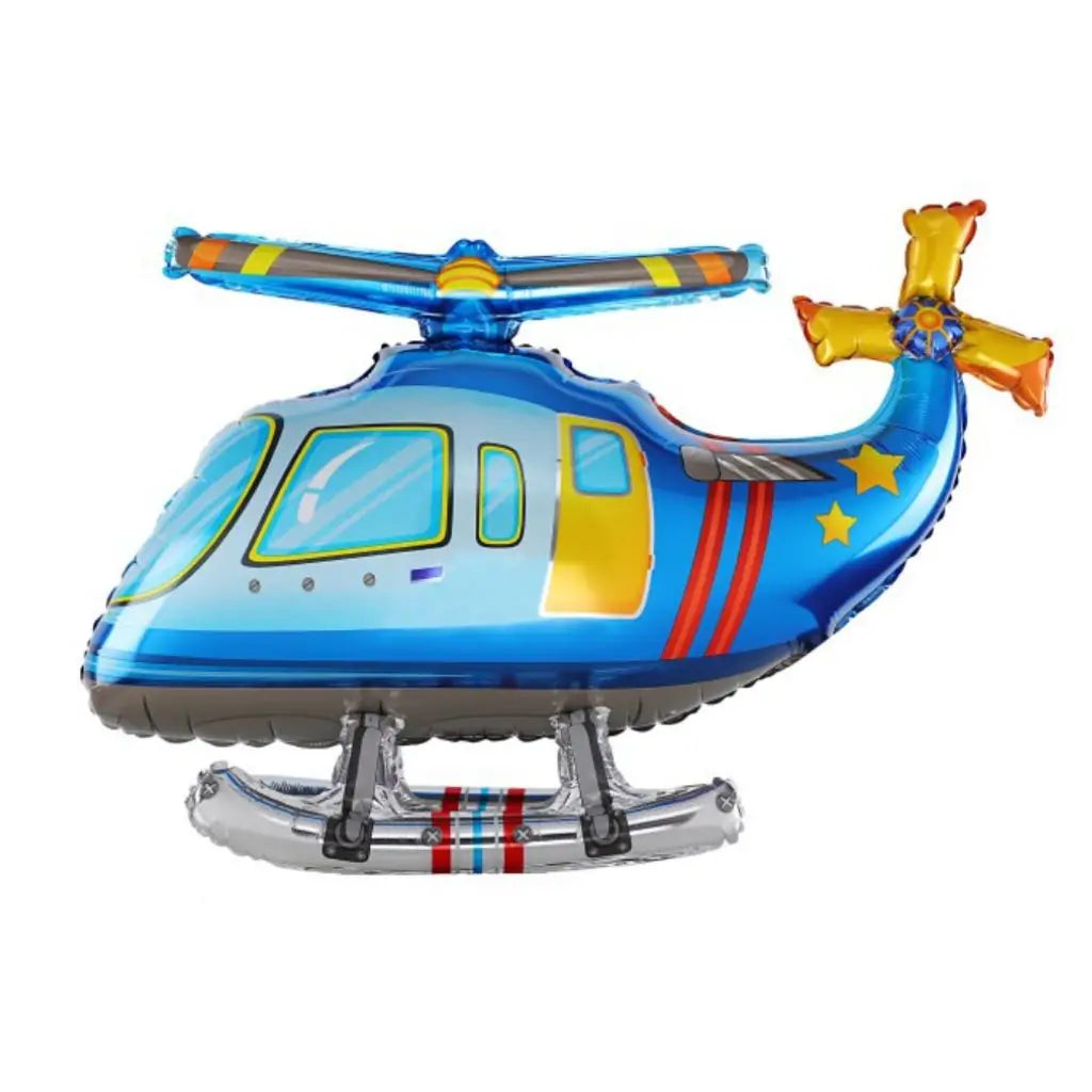 3D Standing Blue Helicopter Foil Balloon