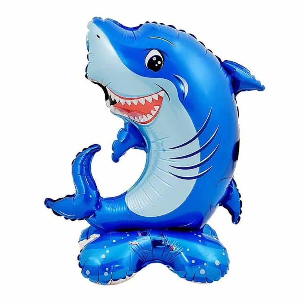 3D Standing Cheeky Blue Shark Foil Balloon