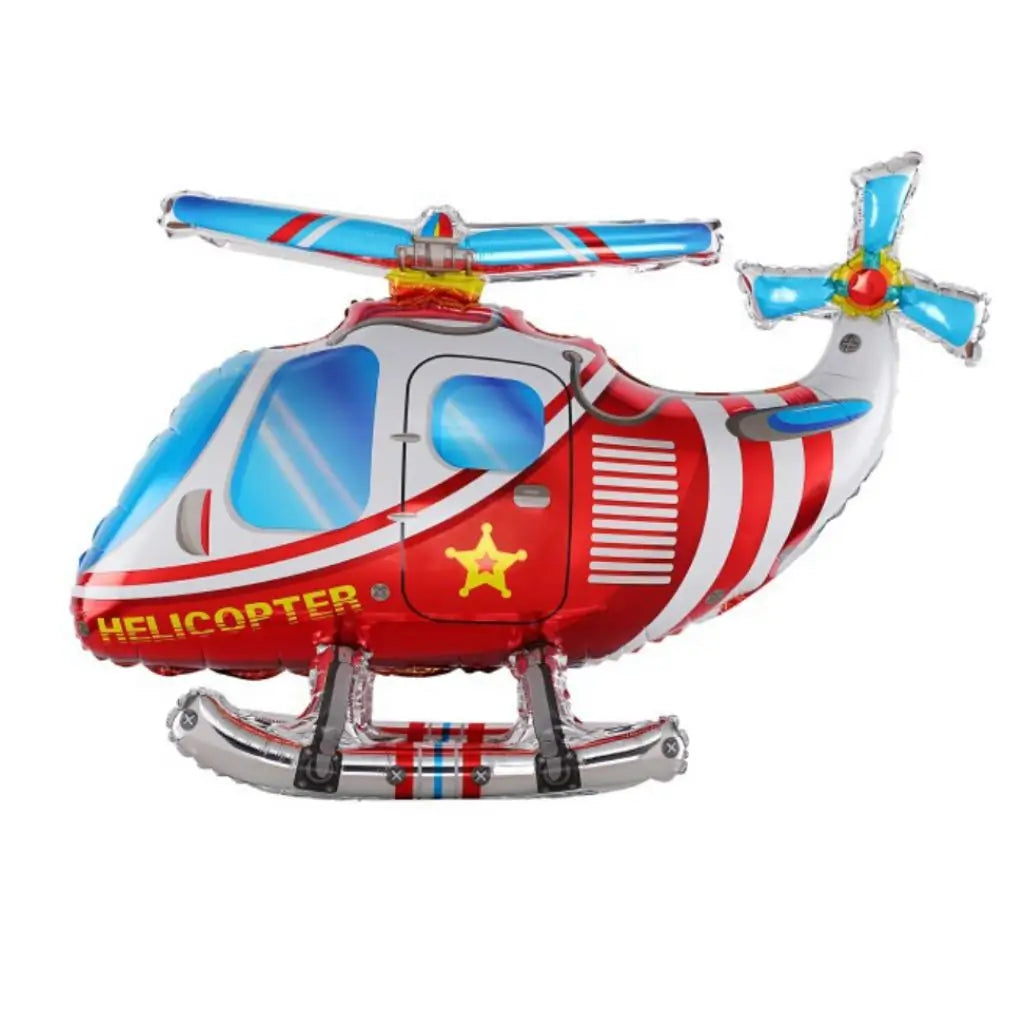 3D Standing Red Helicopter Foil Balloon