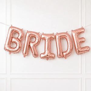 40-inch Jumbo Rose Gold BRIDE Foil Balloon Banner