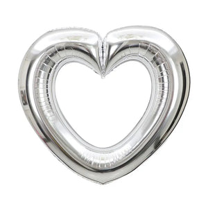 40-inch Jumbo Silver Hollow Heart Foil Balloon