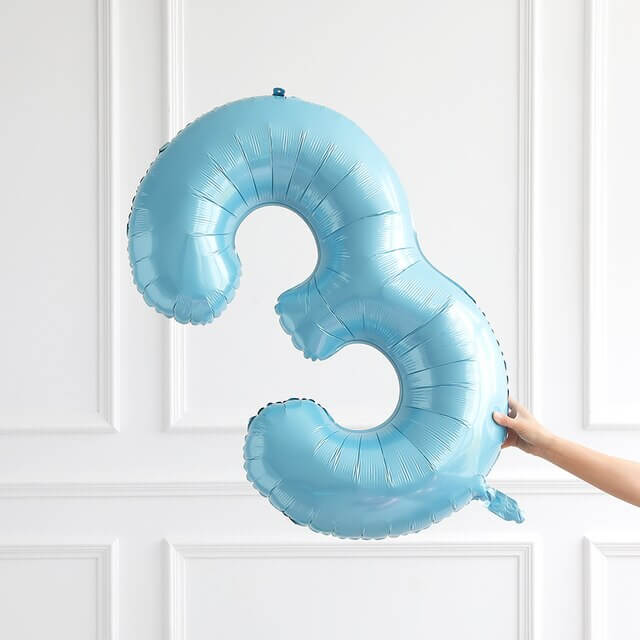40" Jumbo Pastel Blue Number 3 Foil Balloon