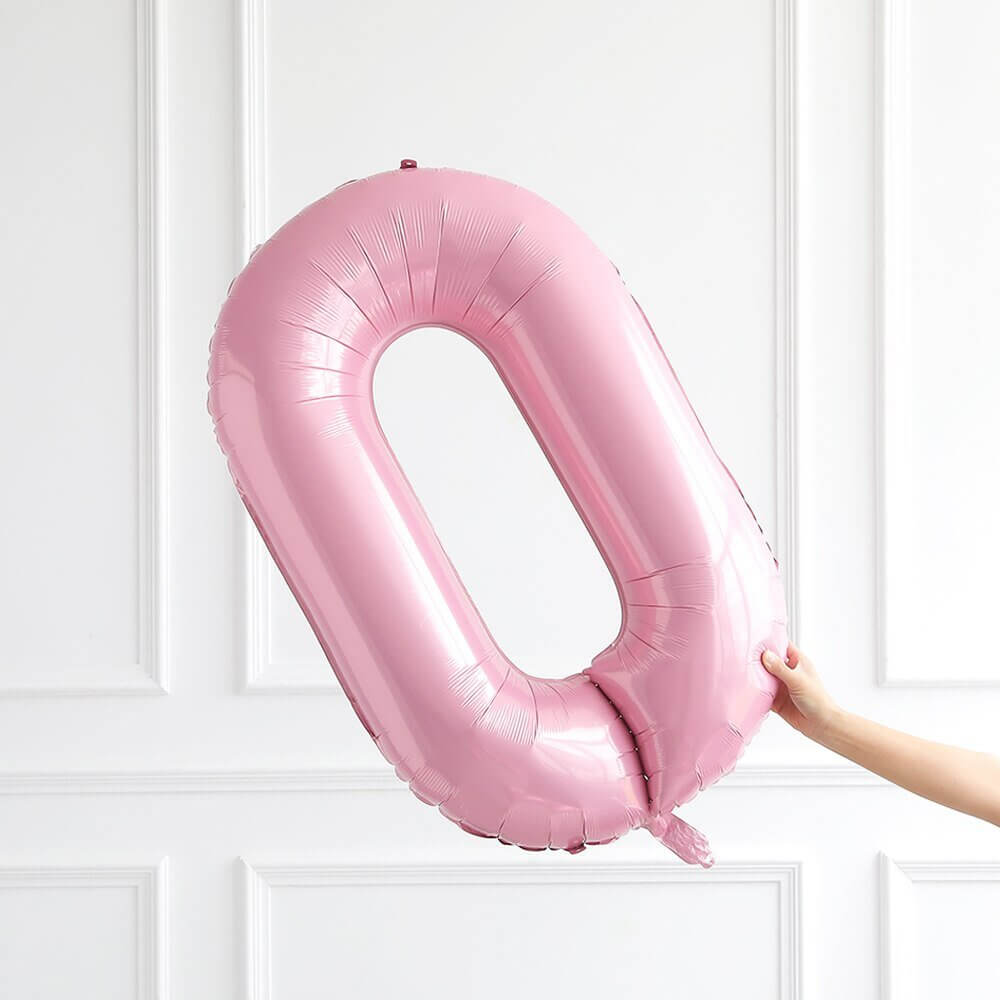 40" Jumbo Pastel Pink Number 0 Foil Balloon