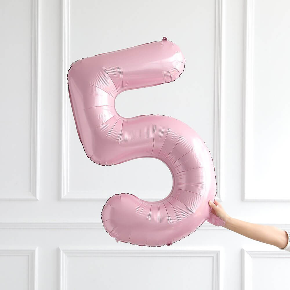 40-inch Jumbo Pastel Pink Number 5 Foil Balloon