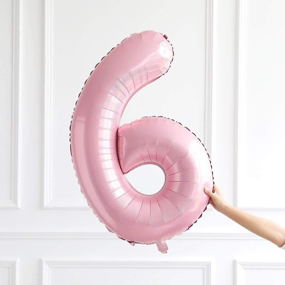 40-inch Jumbo Pastel Pink Number 6 Foil Balloon