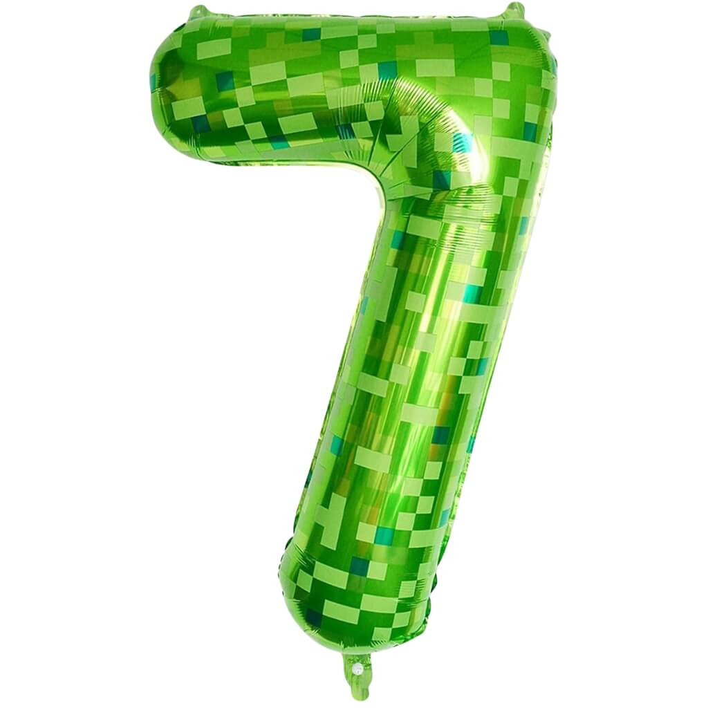 giant 40 inch lime green pixel number 7 balloon for gaming and boys party