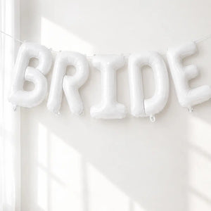 40-inch Jumbo White BRIDE Foil Balloon Banner
