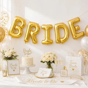 40-inch Jumbo Gold BRIDE Foil Balloon Banner.